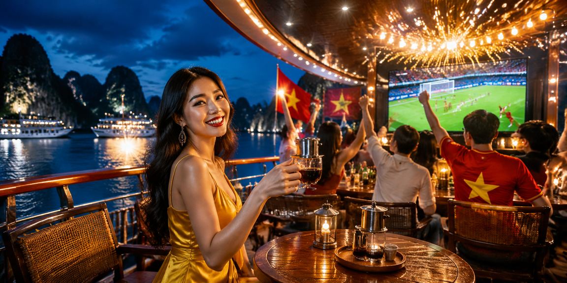 Người dùng tại Vịnh Hạ Long đọc điều khoản và cá cược bóng đá trực tuyến